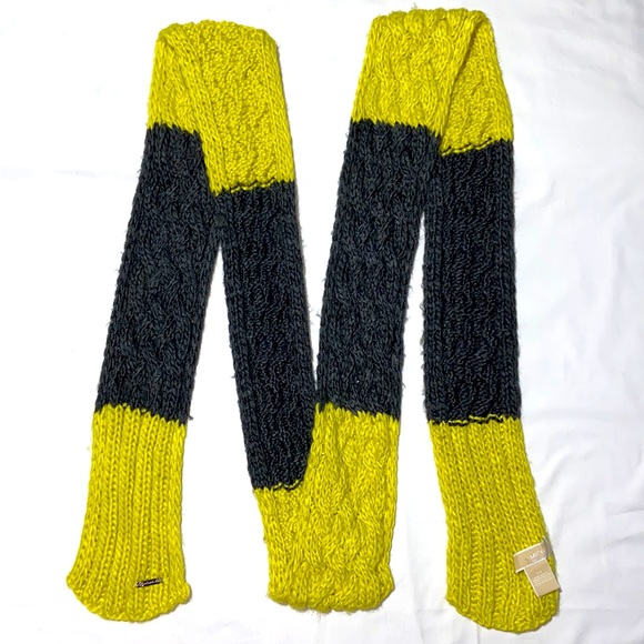 Michael Kors Scarf 112”X 5” inch. Dark Gray & Lime Green. - Picture 7 of 8